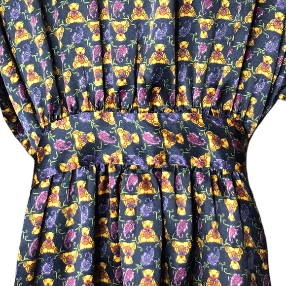 Versailles The Bay Vintage Satin Silky Bathrobe Robe Lingerie Lounge Teddy Bears - Picture 13 of 15